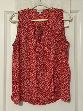 J. Crew Red Floral Tie-Neck Sleeveless Camisole